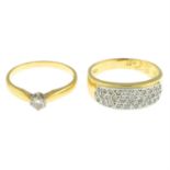 Two 18ct gold diamond rings.