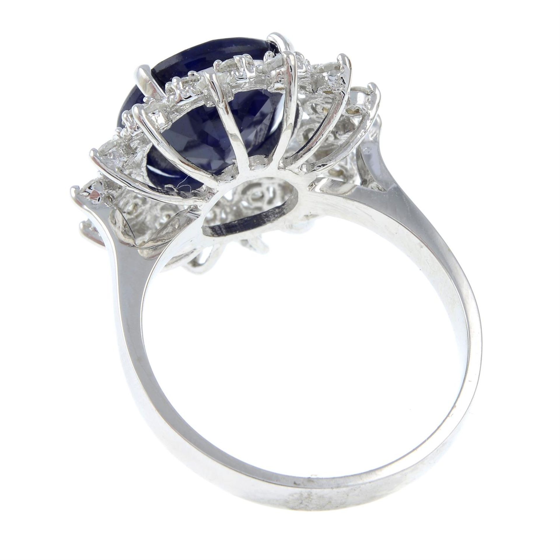 A sapphire and brilliant-cut diamond cluster ring. AF. - Image 2 of 2