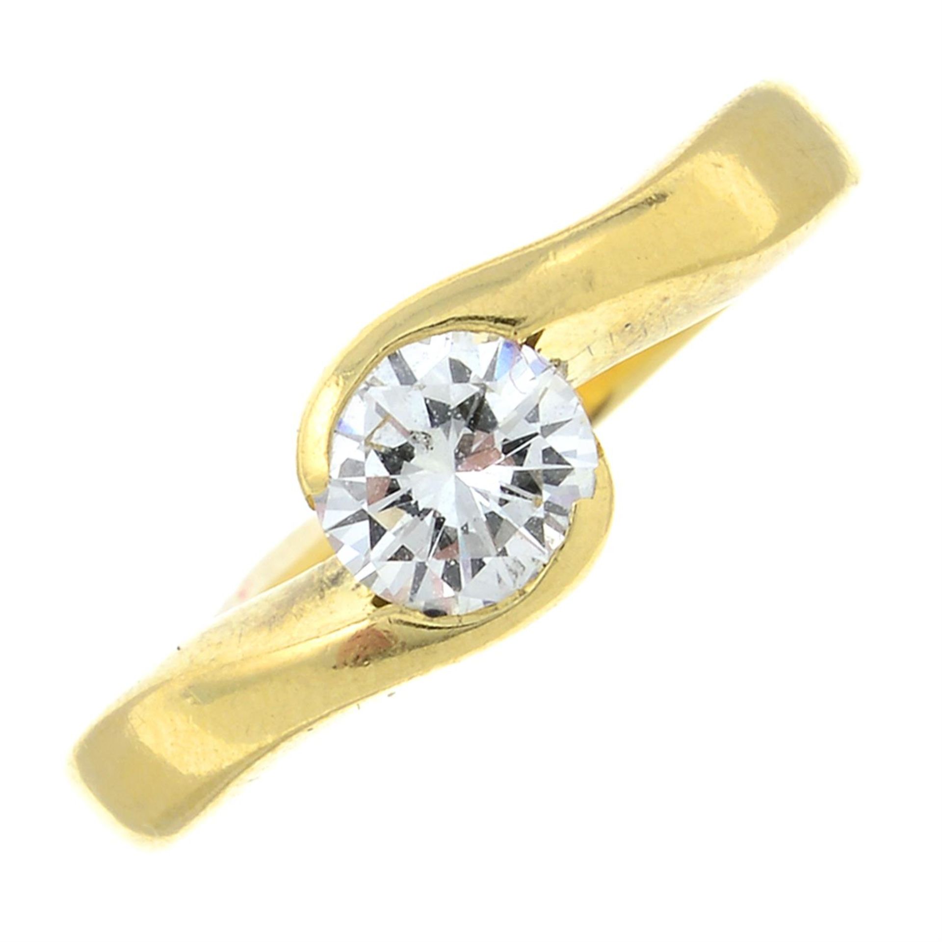 An 18ct gold brilliant-cut diamond single-stone ring.