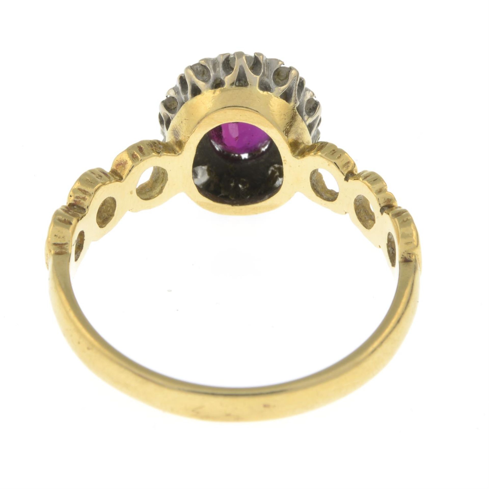 An 18ct gold ruby and brilliant-cut diamond cluster ring. - Image 3 of 3