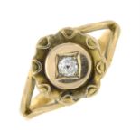 An early 20th century 18ct gold diamond single-stone ring.