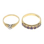 Two 9ct gold gem-set rings.