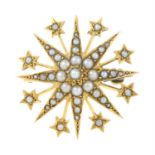 A late Victorian 15ct gold split pearl star brooch.