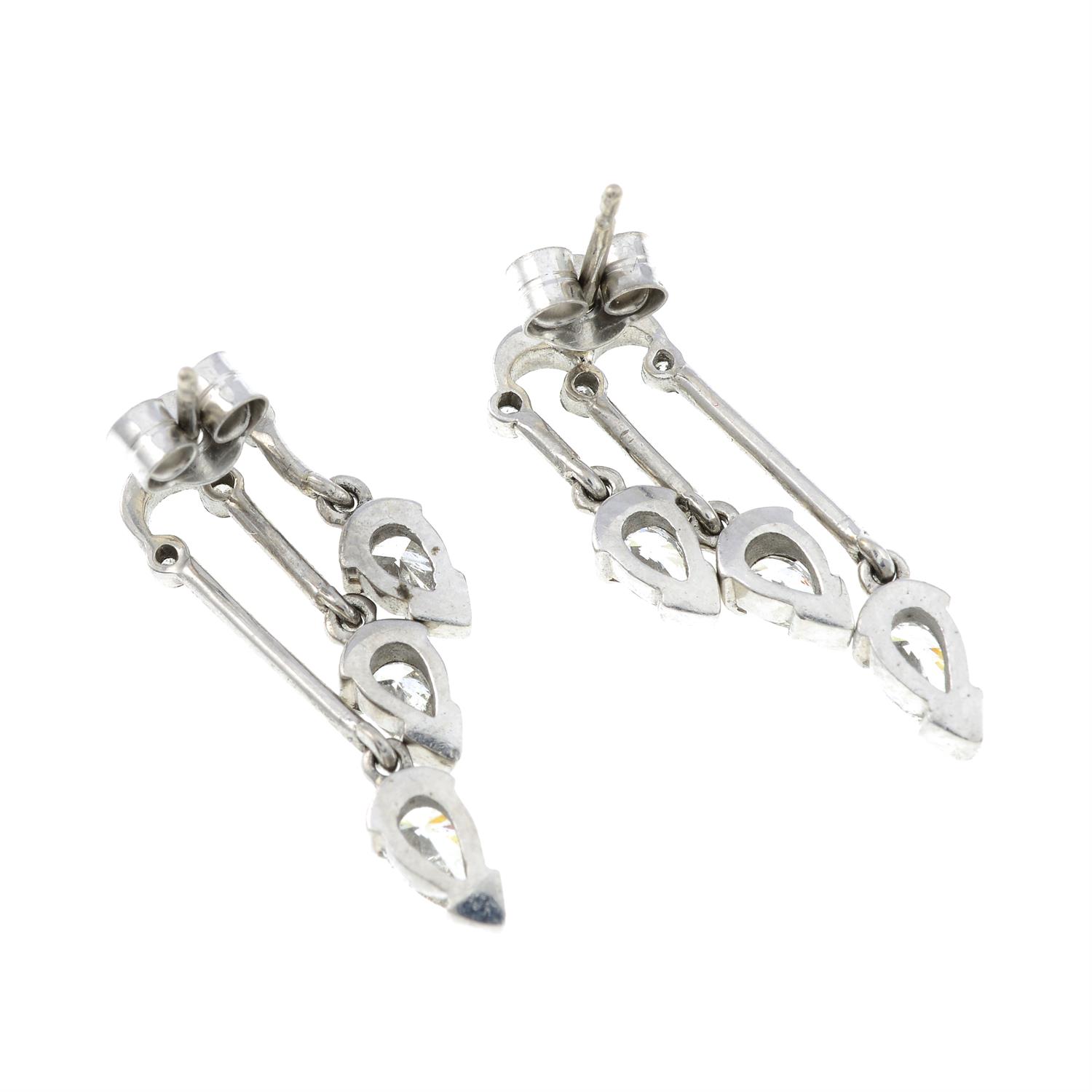 A pair of 18ct gold diamond drop earrings. - Image 2 of 2