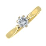 An 18ct gold diamond single-stone ring.