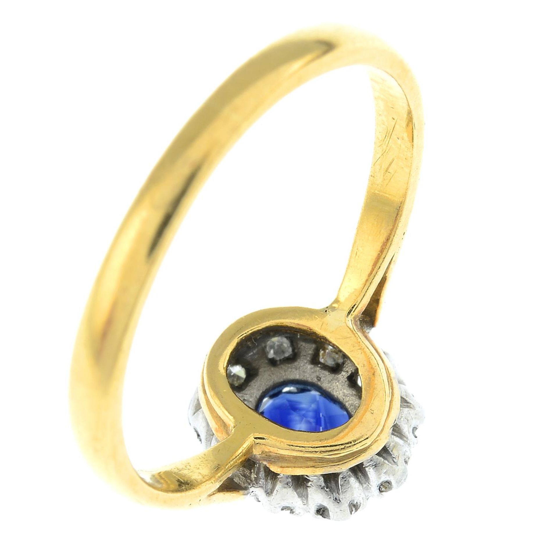 A sapphire and single-cut diamond cluster ring. - Image 2 of 2