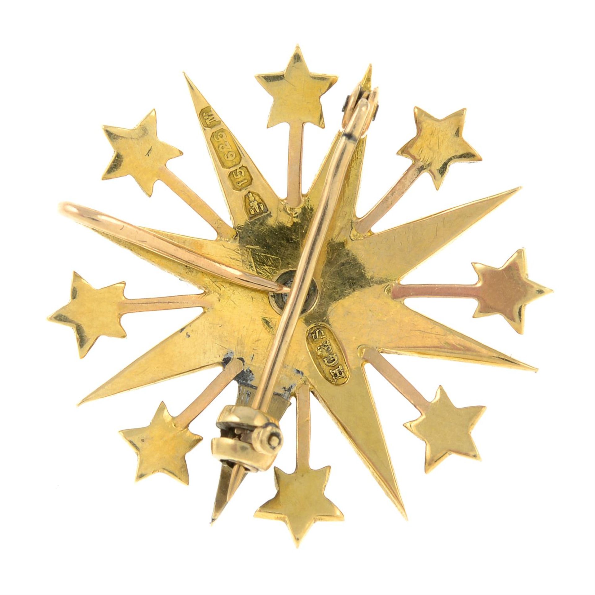 A late Victorian 15ct gold split pearl star brooch. - Image 2 of 2