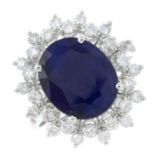 A sapphire and brilliant-cut diamond cluster ring. AF.