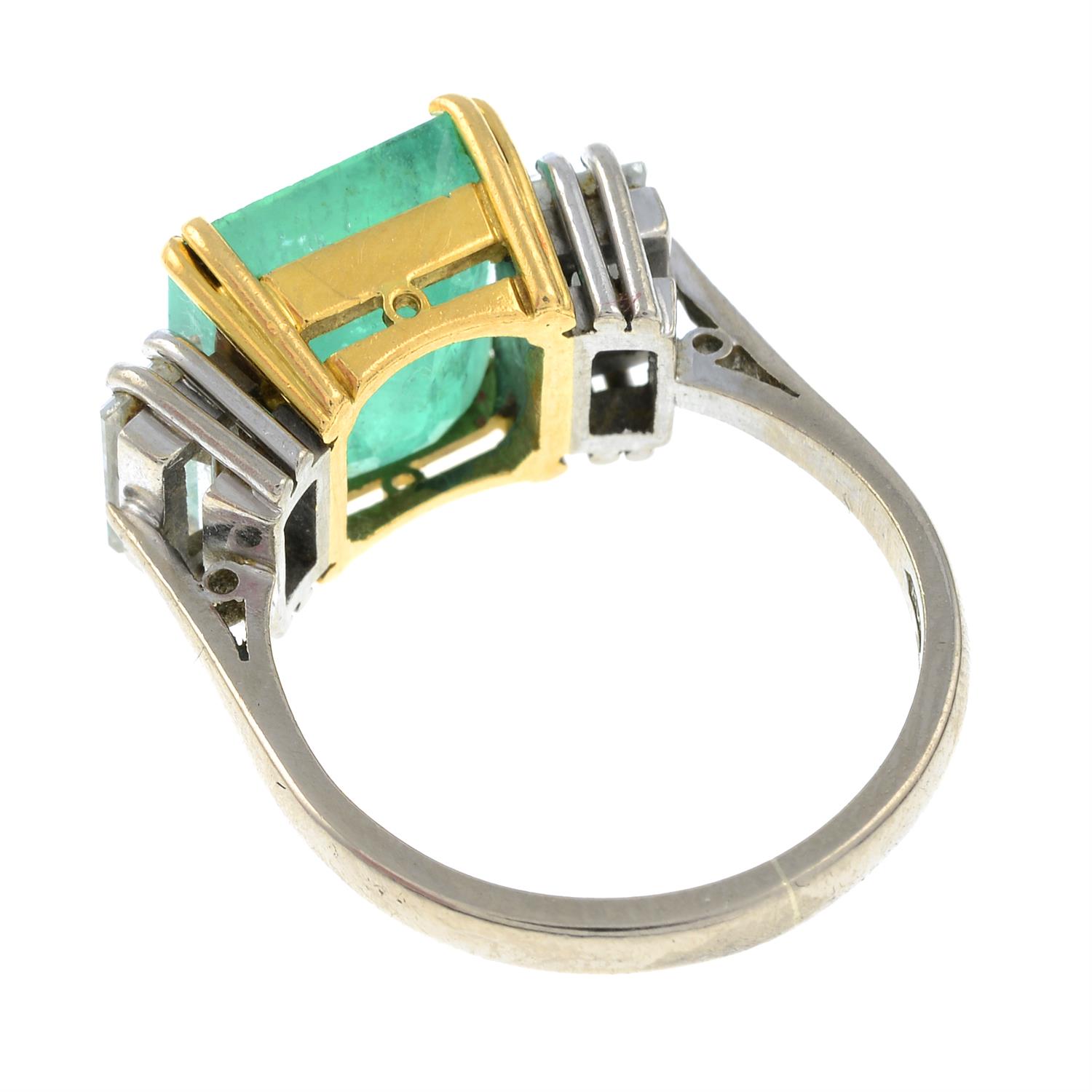 An 18ct gold emerald and diamond ring. - Image 2 of 2