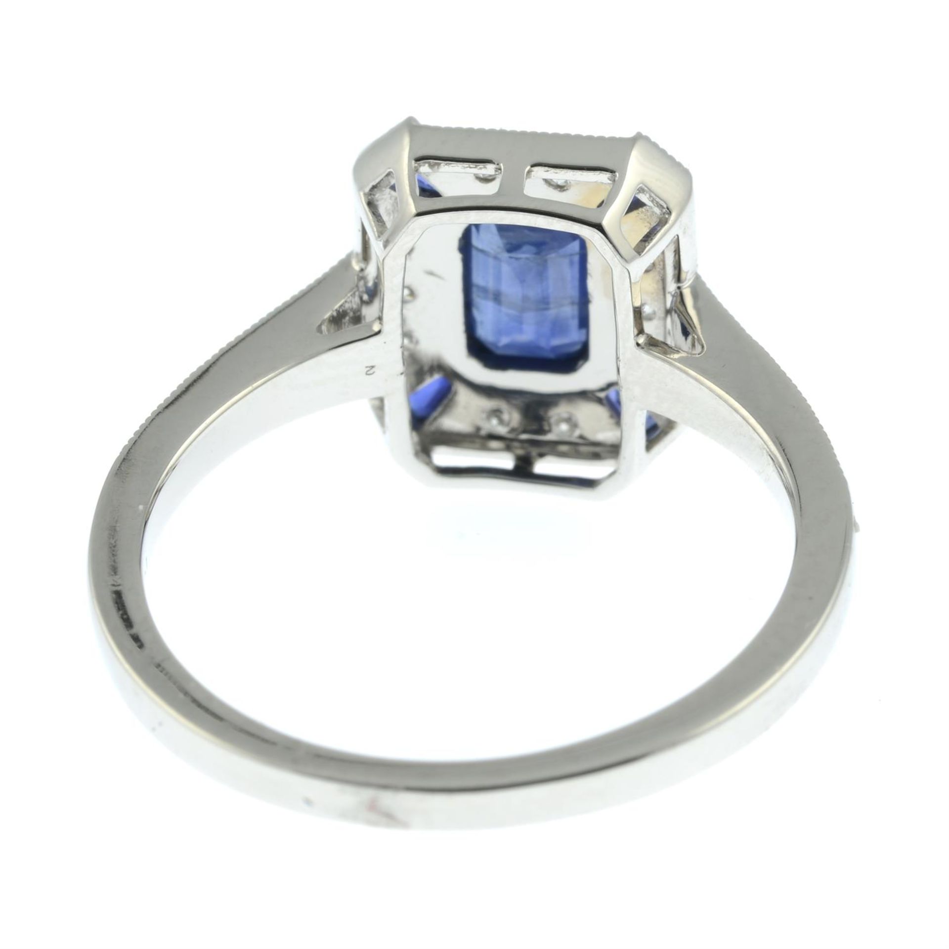 An 18ct gold sapphire and diamond dress ring. - Image 3 of 3