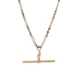 An early 20th century 9ct gold Albert chain, with T-bar.