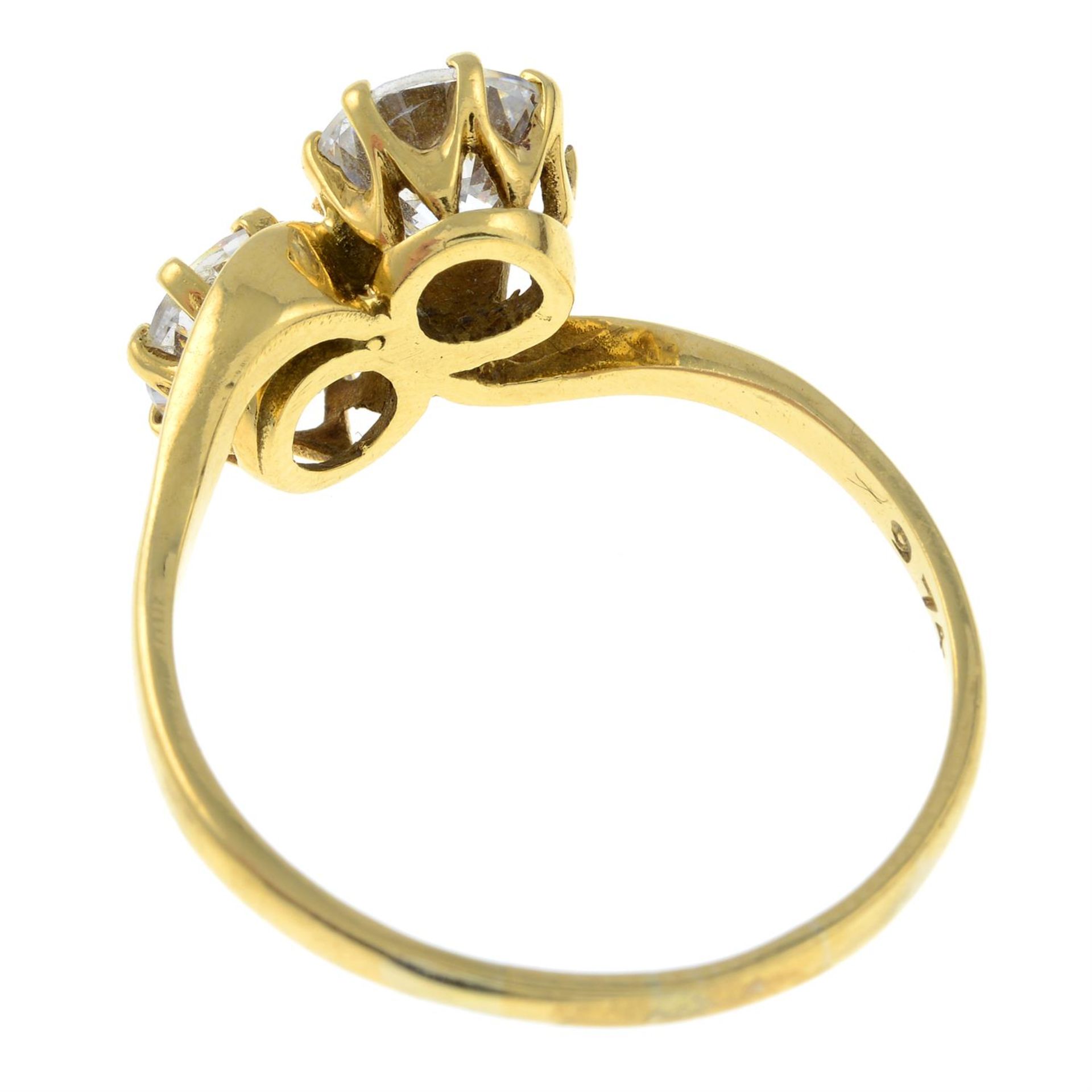 An 18ct gold cubic zirconia two-stone ring. - Image 2 of 2