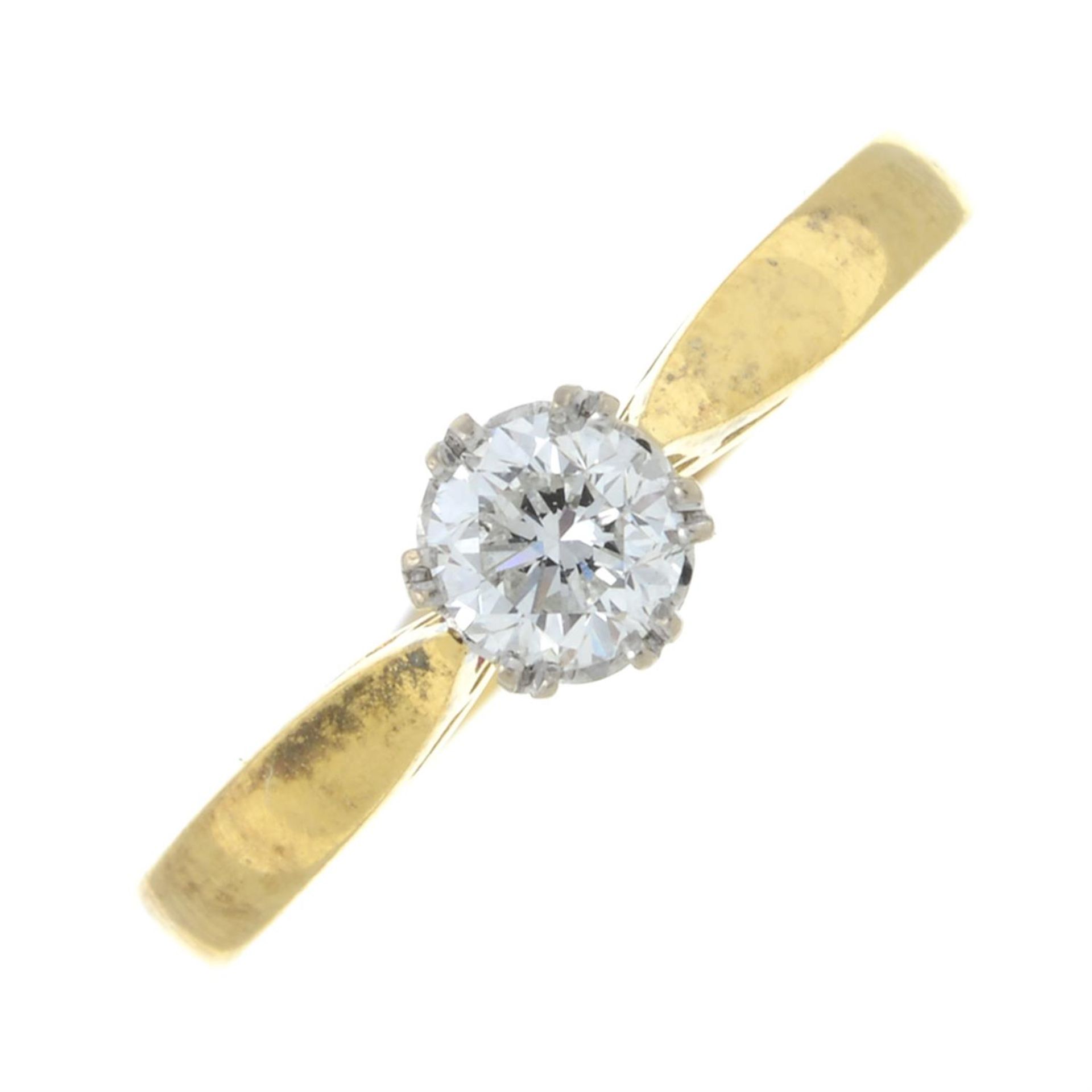 An 18ct gold brilliant-cut diamond single-stone ring.