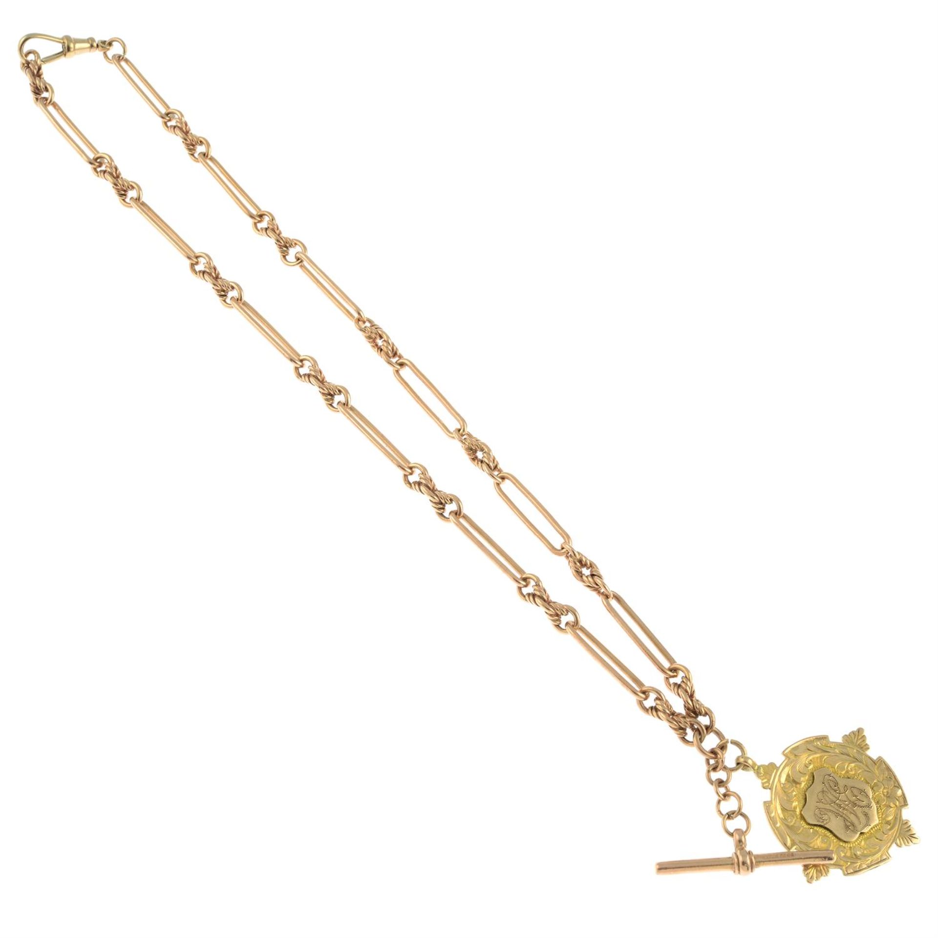 A 9ct gold double Albert chain. - Image 2 of 3