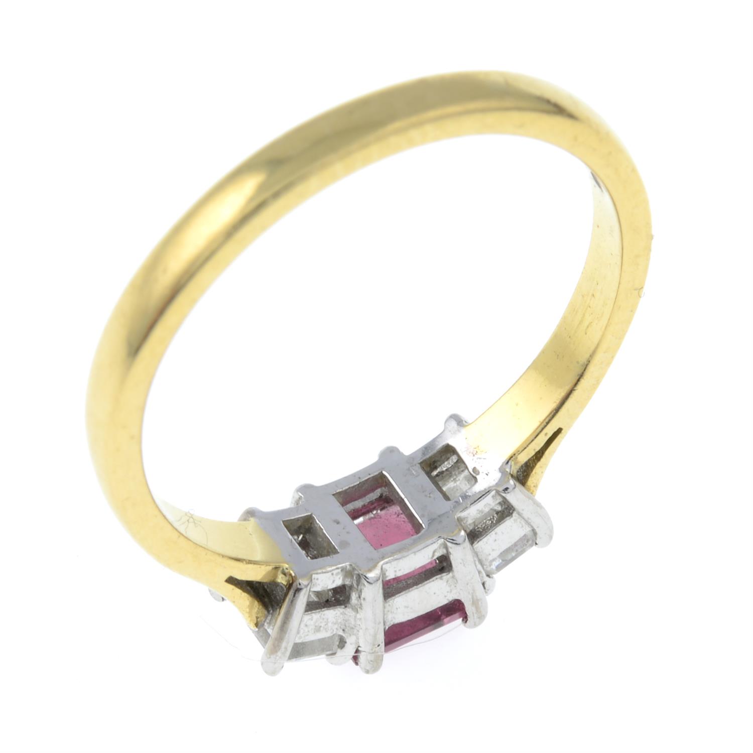 An 18ct gold pink tourmaline and diamond ring. - Image 3 of 3