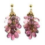 A pair of tourmaline drop earrings.