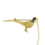 A 9ct gold enamel pheasant brooch, by Alabaster & Wilson.