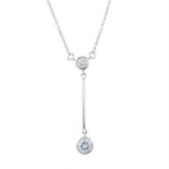 An 18ct gold brilliant-cut diamond drop pendant necklace.