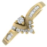 A 9ct gold diamond ring.