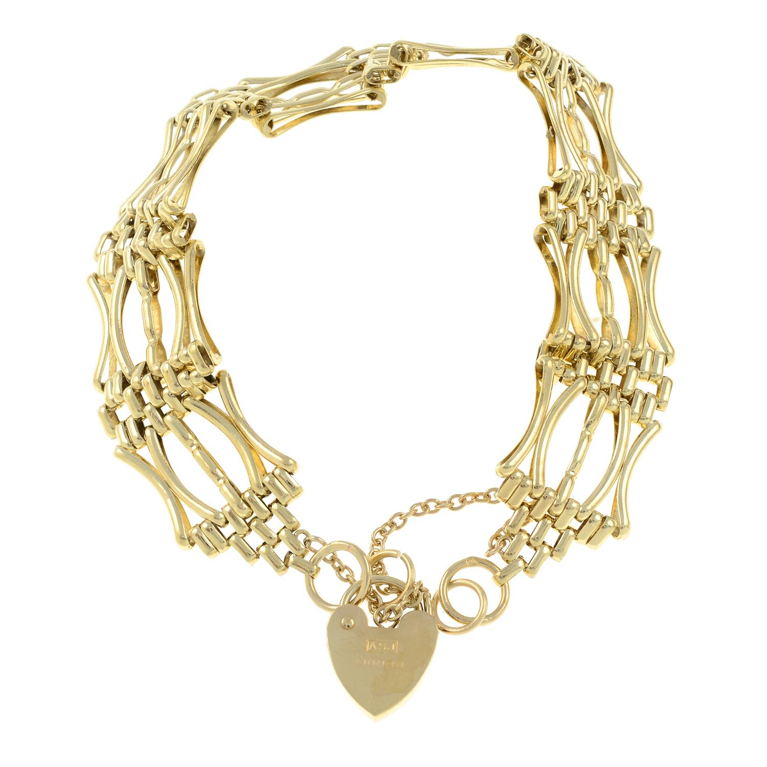 A 9ct gold gate-link bracelet. - Image 2 of 2