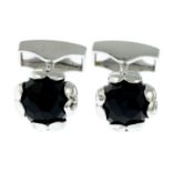 A pair of onyx silver cufflinks, by PD Man.