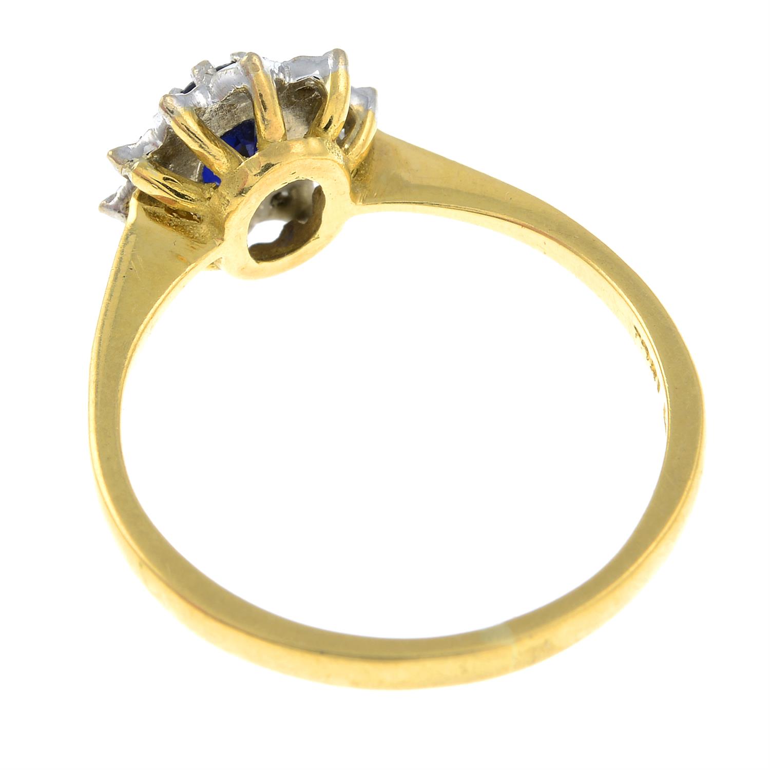 An 18ct gold sapphire and single-cut diamond cluster ring. - Image 2 of 2