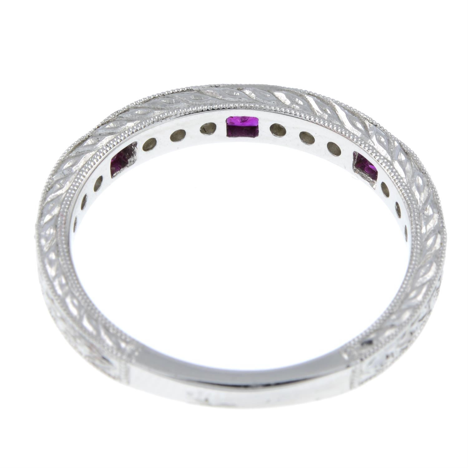 A ruby and brilliant-cut diamond half eternity ring. - Image 2 of 2