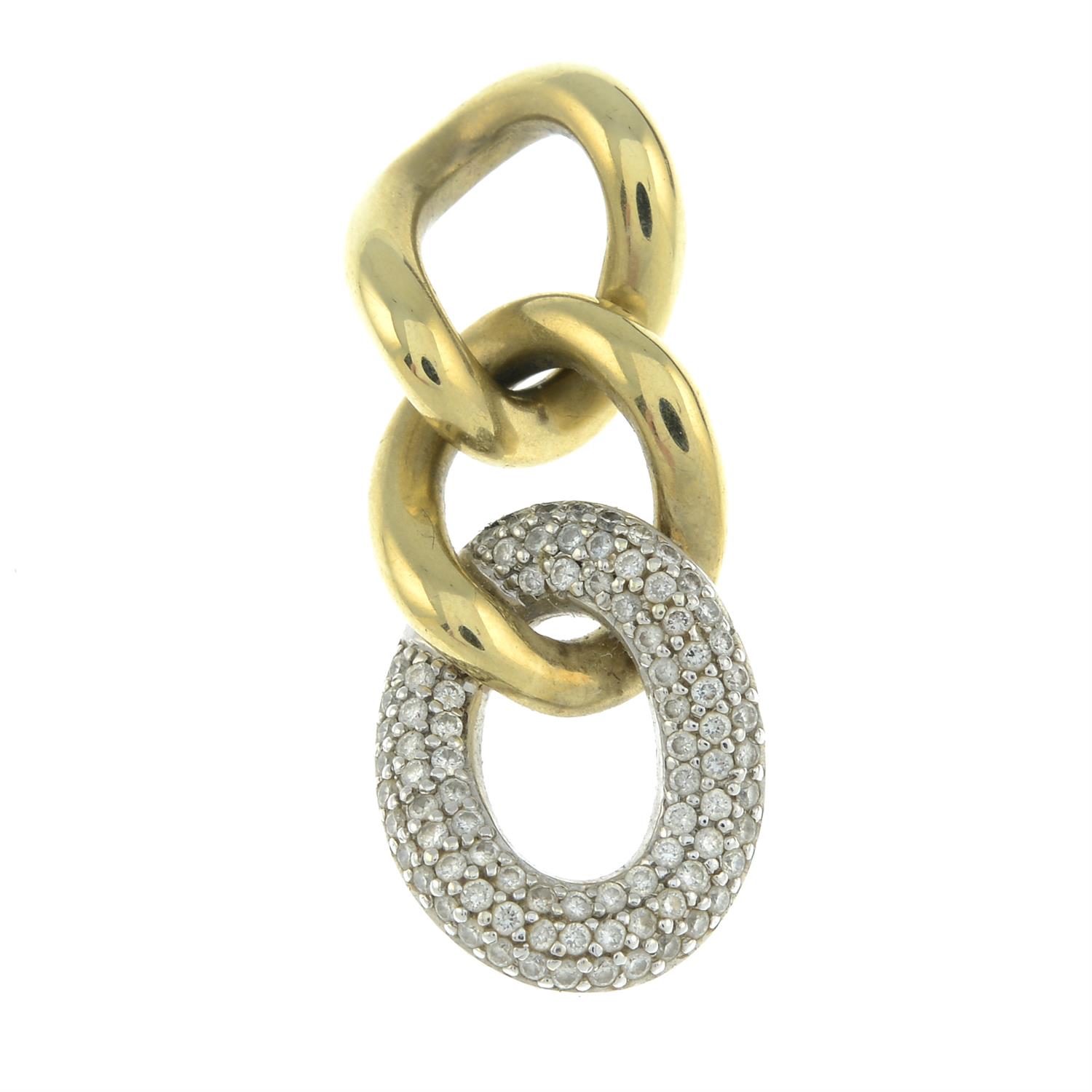 A 9ct gold bi-colour diamond pendant.