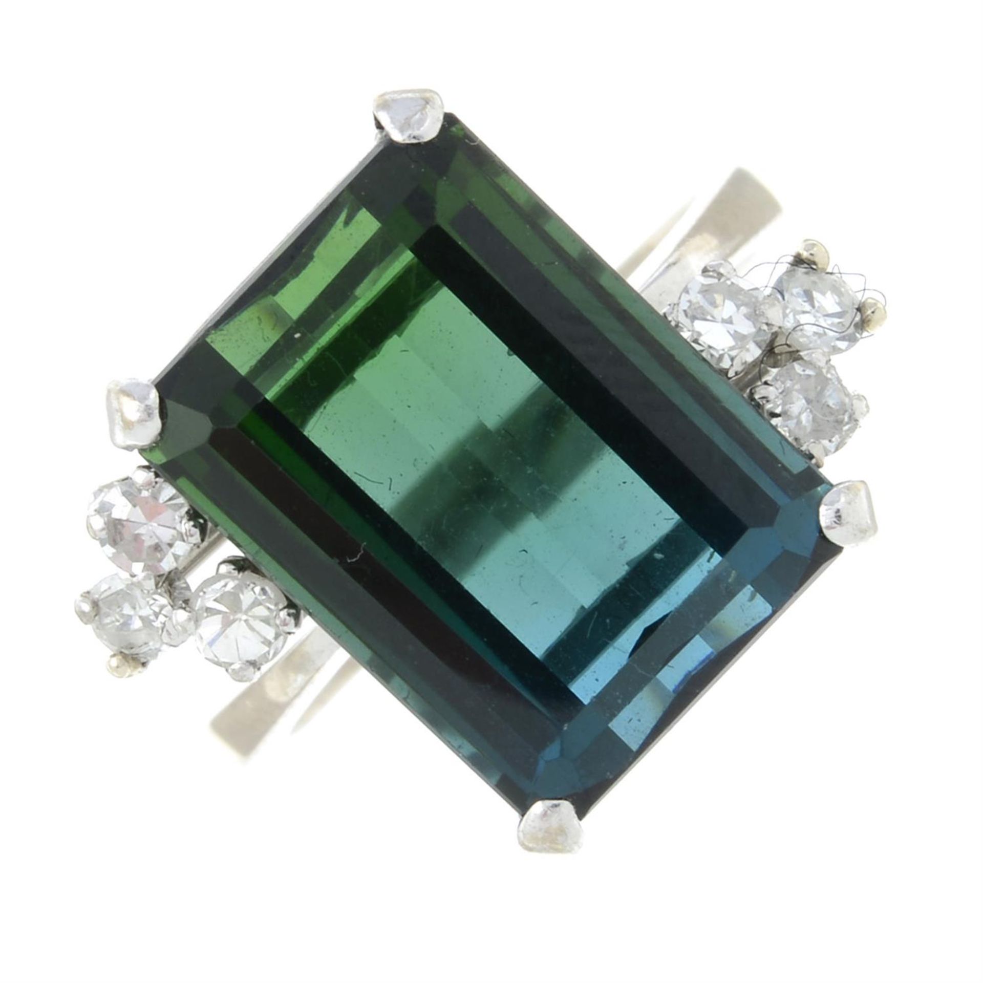 A bi-colour tourmaline and diamond dress ring.