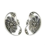 A pair of Danish floral clip-on earrings, by Georg Jensen.