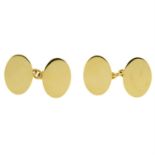 A pair of 18ct gold oval cufflinks.