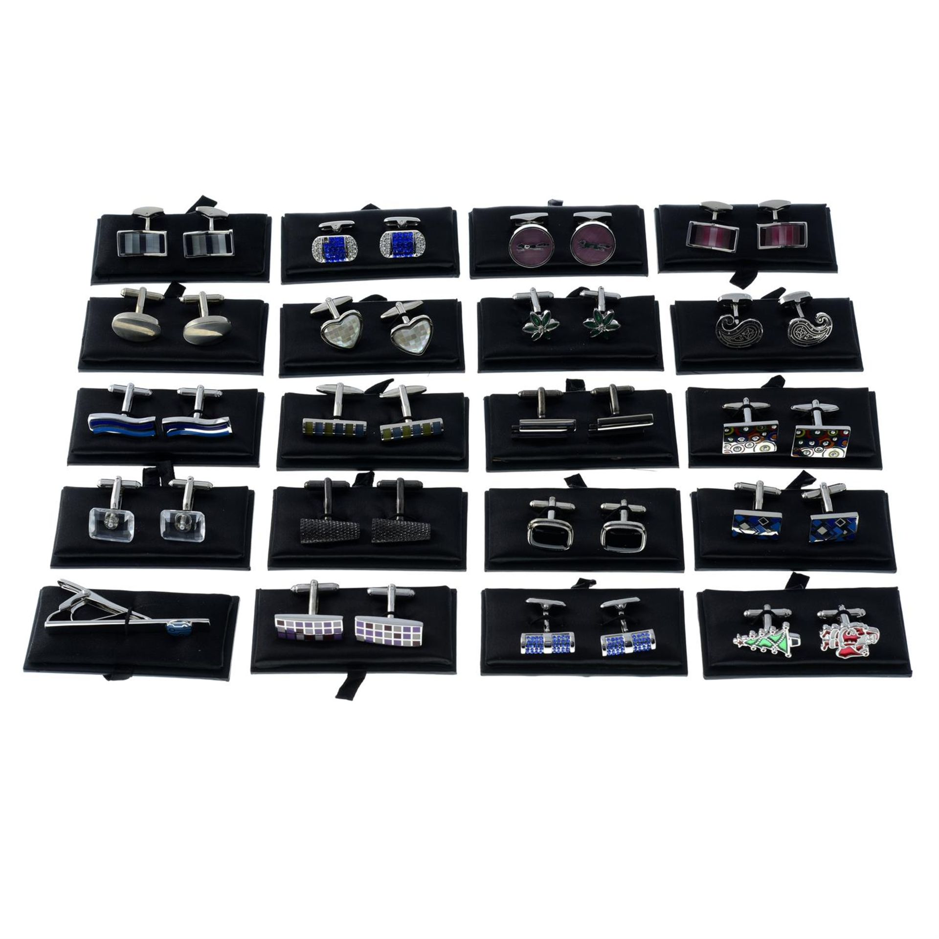 Nineteen pairs of cufflinks and one tie slide. - Image 2 of 2