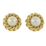 A pair of imitation pearl clip-on earrings, by Christian Dior.