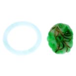 Three items of jade jewellery.