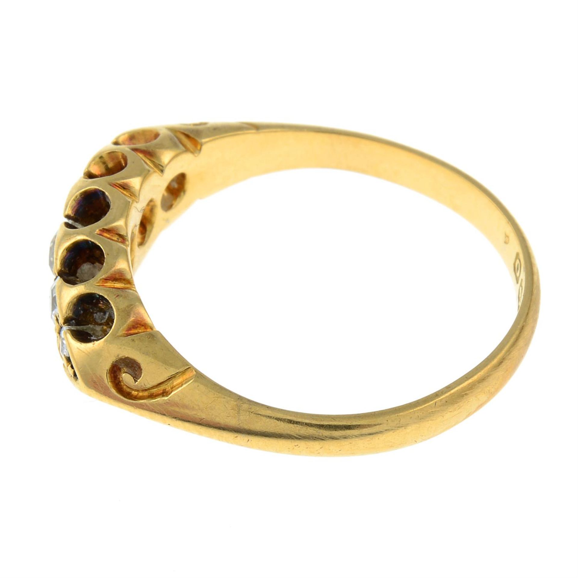 An early 20th century 18ct gold diamond five stone ring. - Image 2 of 3