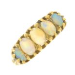 An early 20th century 18ct gold opal five stone ring.