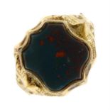 A late Victorian 9ct gold bloodstone signet ring.