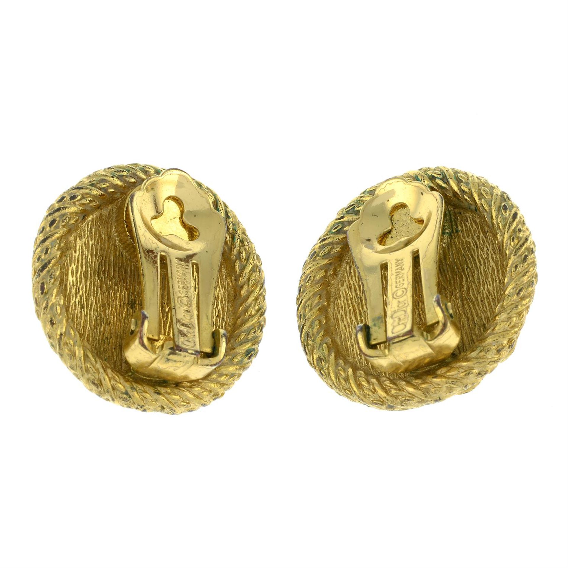 A pair of imitation pearl clip-on earrings, by Christian Dior. - Image 2 of 2