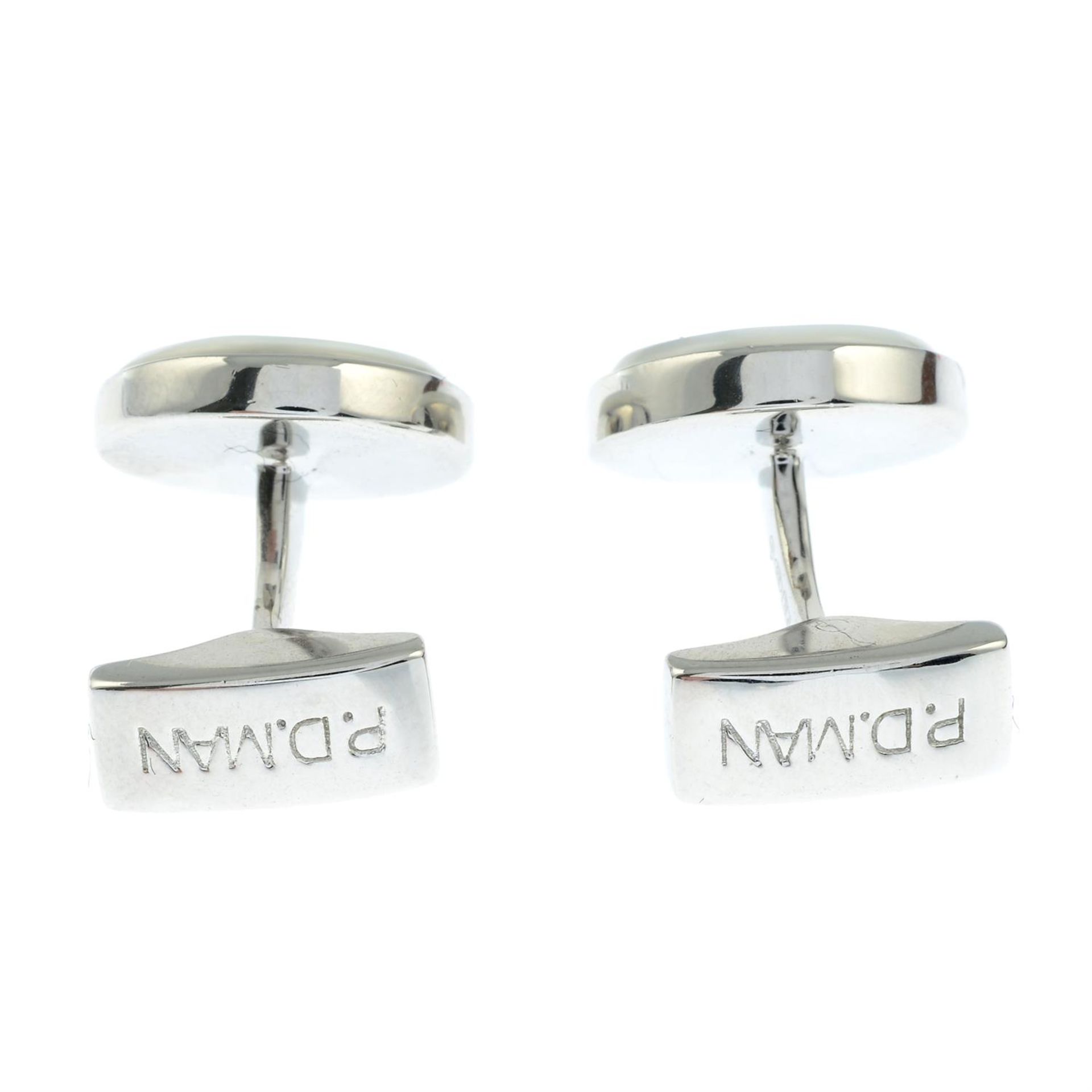 A pair of enamel silver cufflinks, by PD Man. - Image 3 of 3