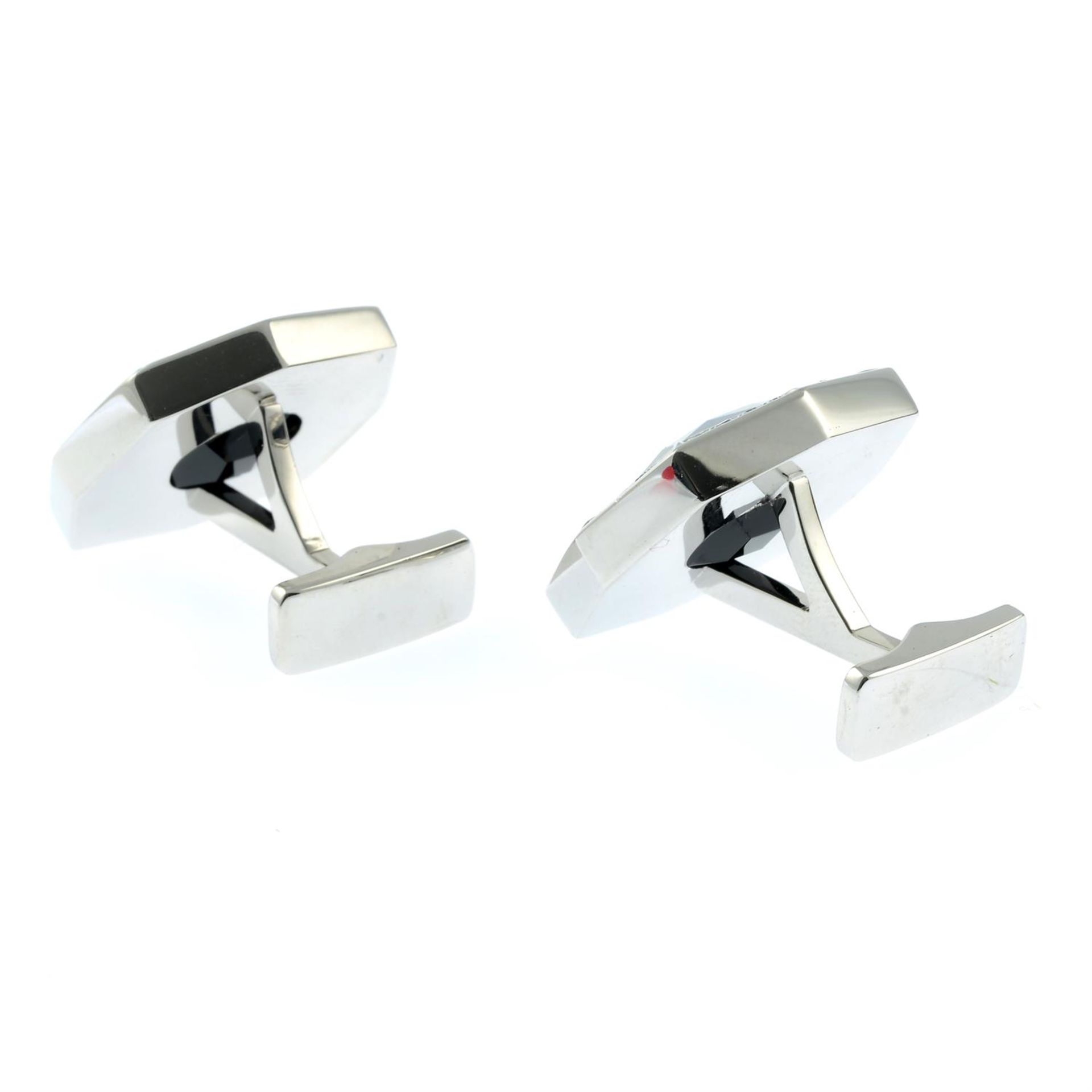 A pair of onyx and pavé-set diamond cufflinks. - Image 2 of 2