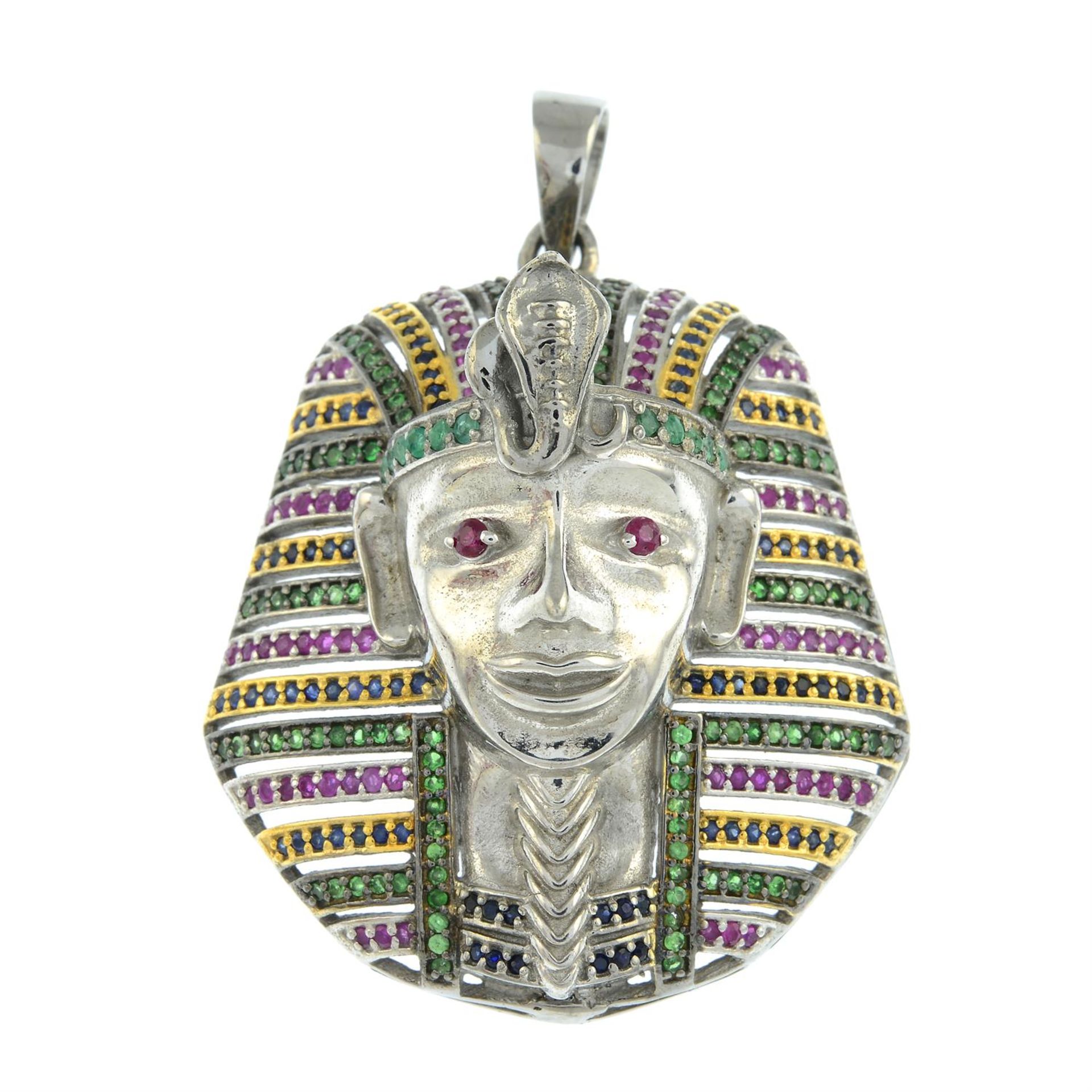 A multi-gem set stylised Pharaoh head pendant.