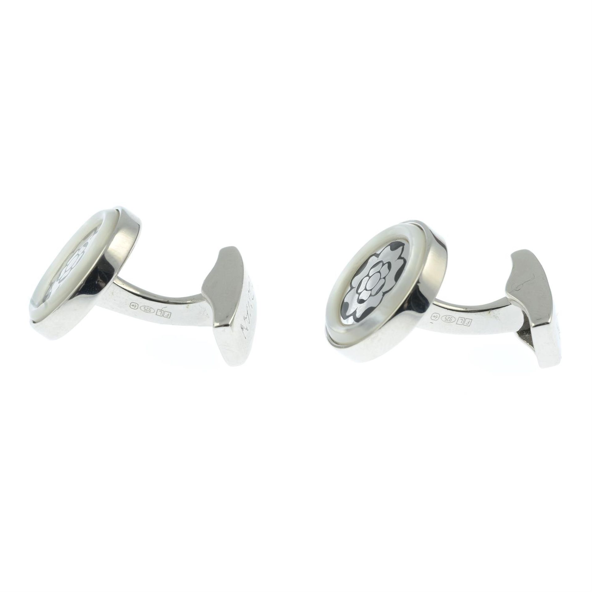 A pair of enamel silver cufflinks, by PD Man. - Image 2 of 3