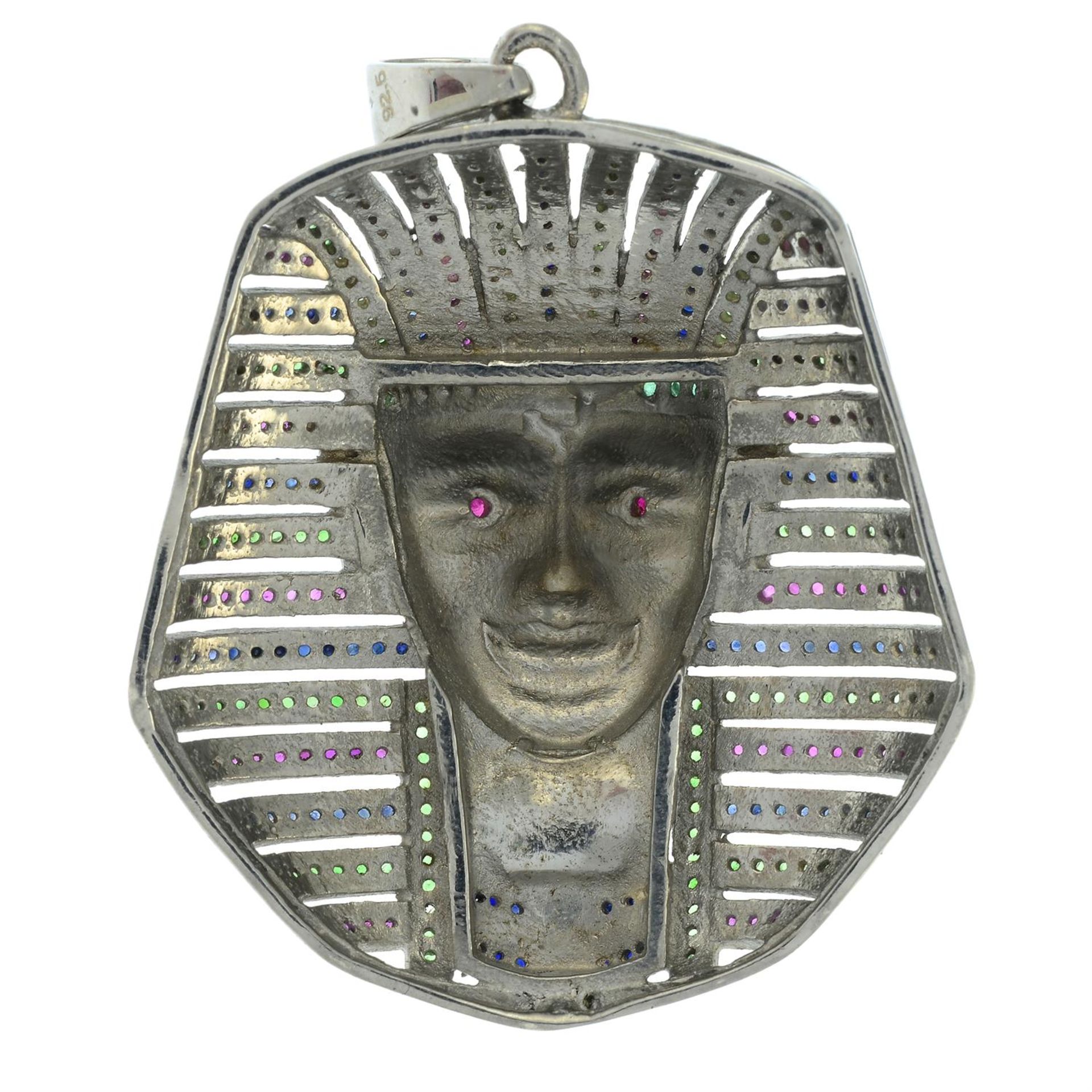 A multi-gem set stylised Pharaoh head pendant. - Image 2 of 3