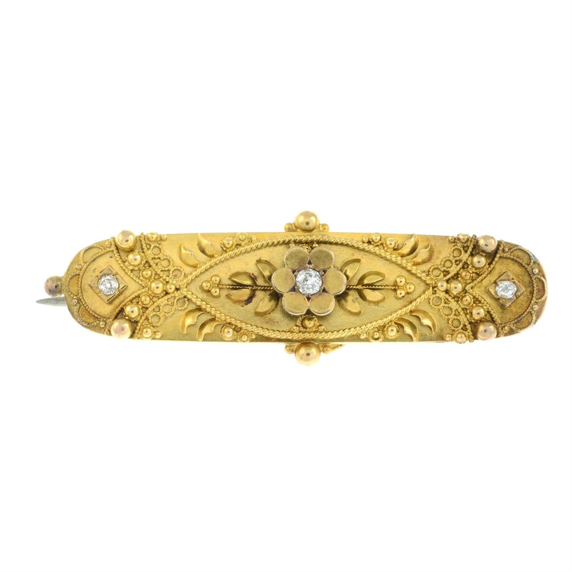 A late Victorian 18ct gold old-cut diamond brooch.