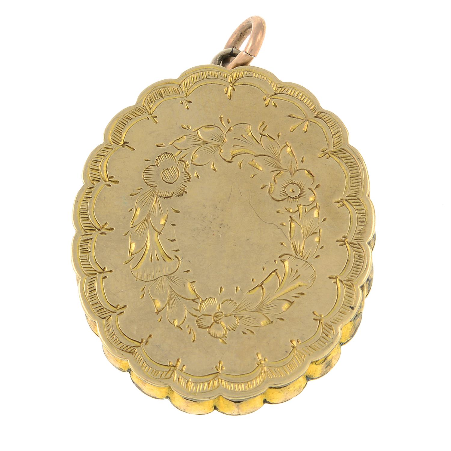 An early 20th century floral engraved locket. - Bild 2 aus 2