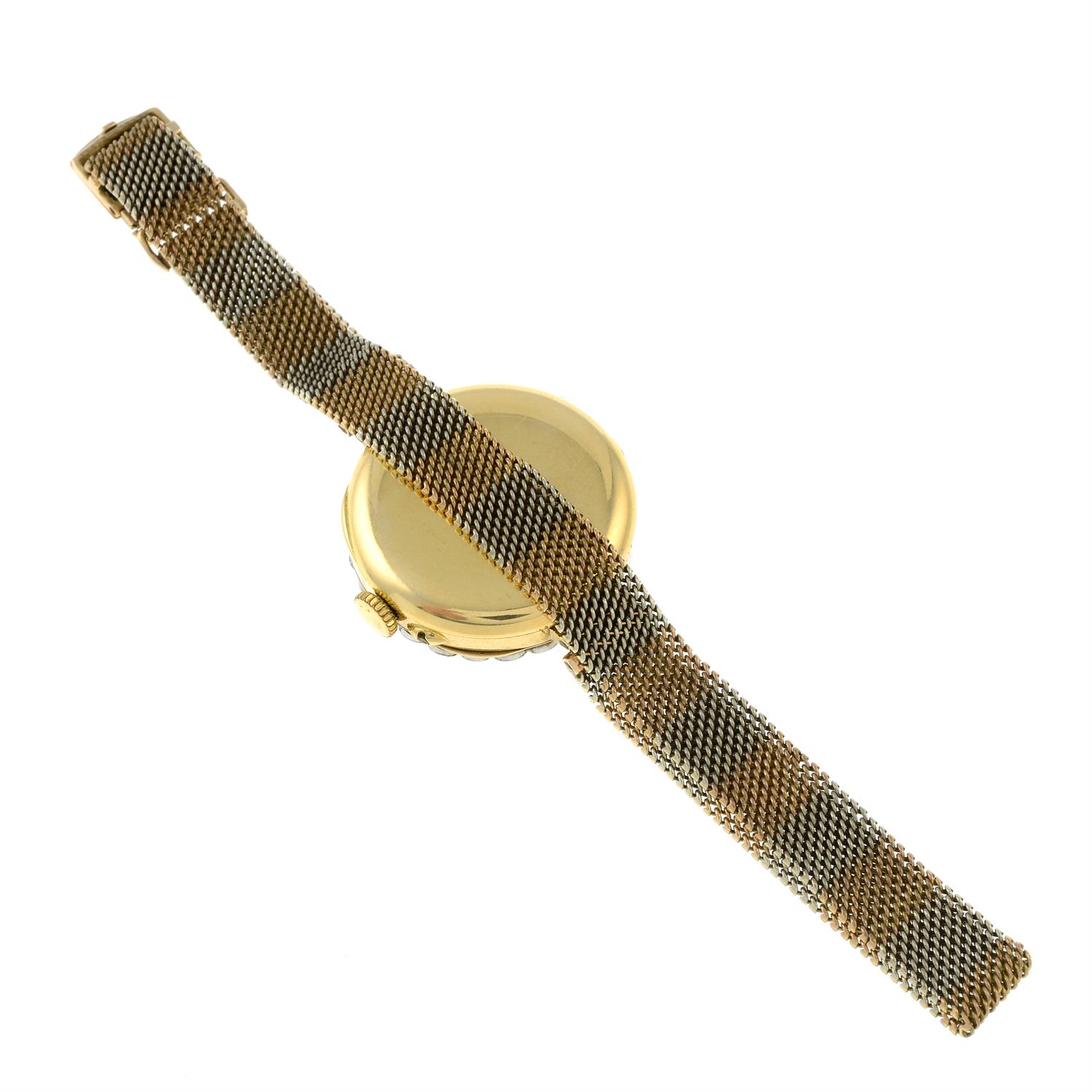 An early 20th century 18ct gold circular-cut diamond wrist watch, with bi-colour 9ct gold - Bild 2 aus 2