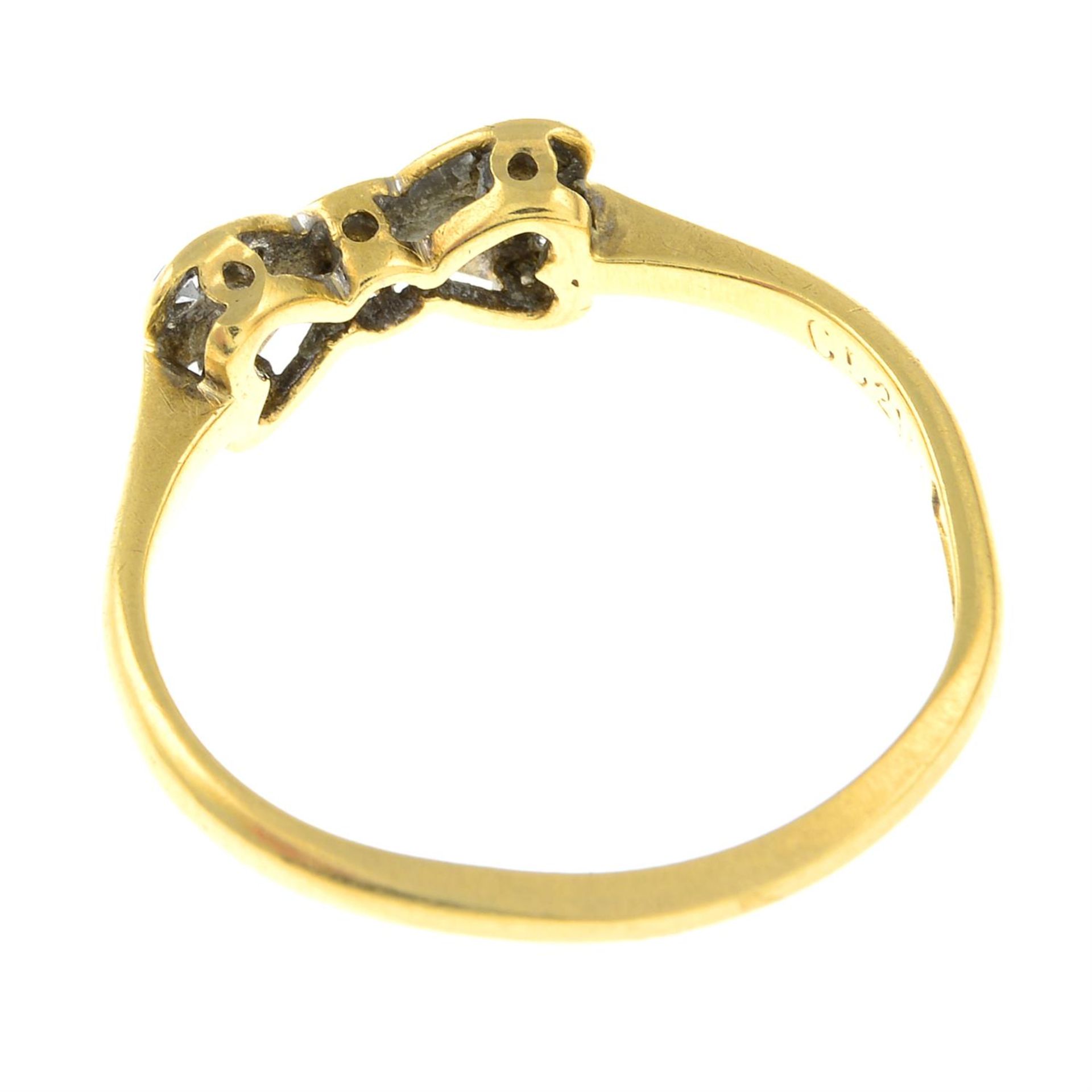 An early 20th century 18ct gold and platinum brilliant and single-cut diamond bow ring. - Image 2 of 2