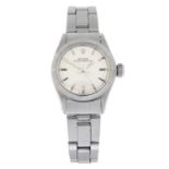 ROLEX - a stainless steel Oyster Perpetual bracelet watch, 25mm.