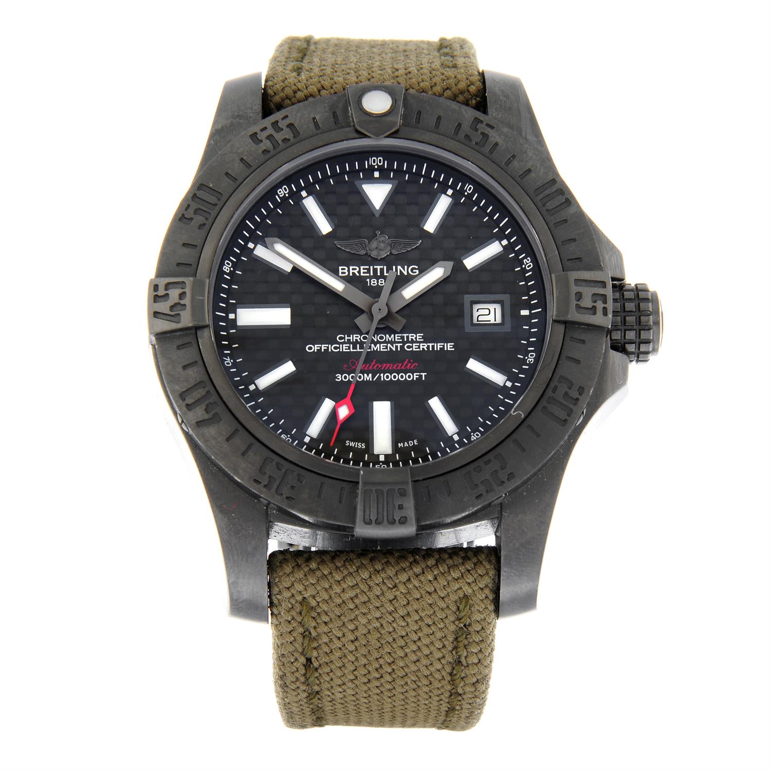 BREITLING - a limited edition PVD coated stainless steel Avenger II Seawolf wristwatch, 44mm.