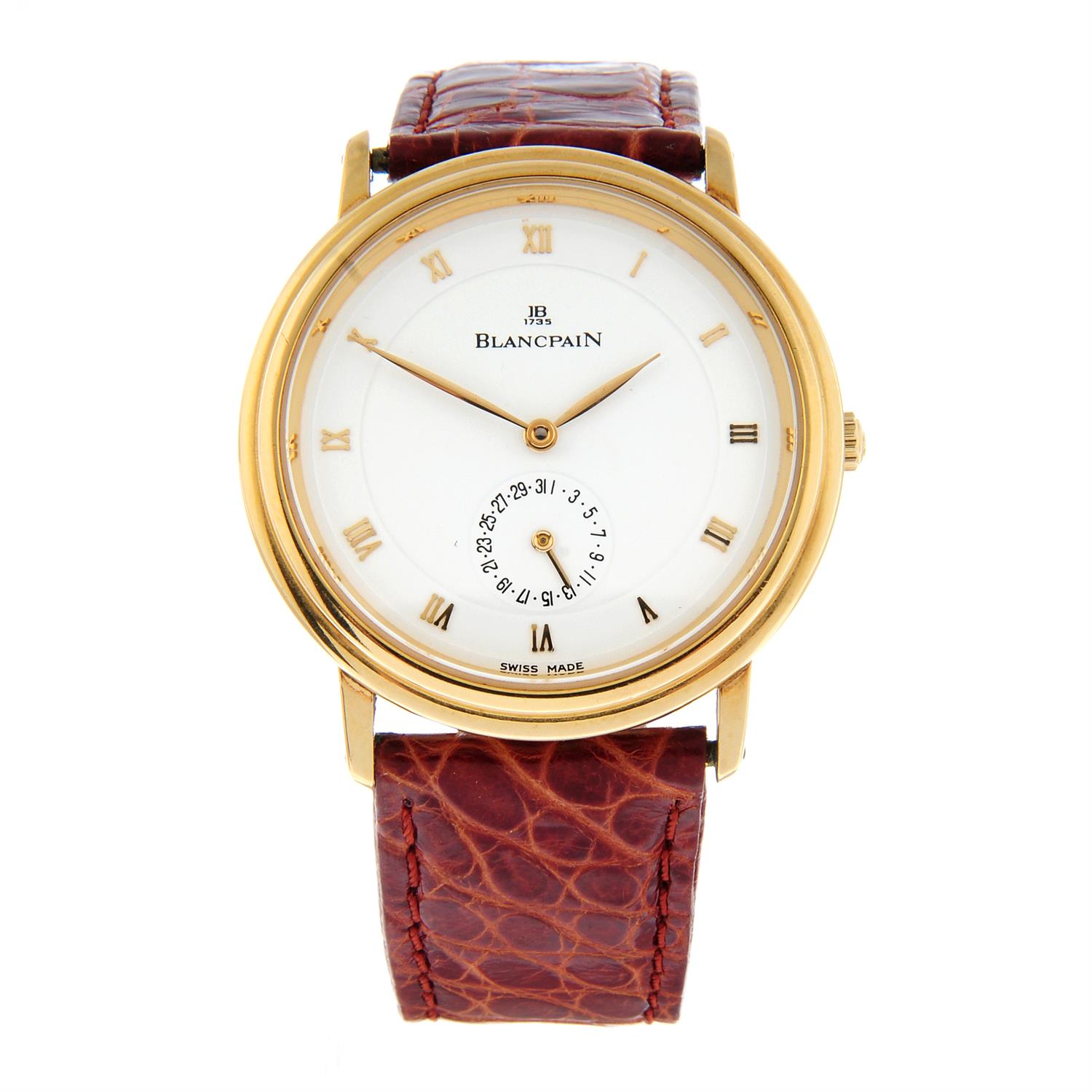 BLANCPAIN - an 18ct yellow gold Villeret wrist watch, 33mm.